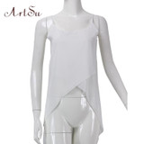 ArtSu Summer Dress 2017 Robe Sexy Casual Pink White Sling Strap Chiffon Beach Dress Robe Femme Vestido De Festa DR50110