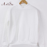 ArtSu New 2017 Autumn Fashion Pullovers Solid Casual Sweatshirts Long Sleeve Brief Women Sweatshirts Cute Hoodies EPHO80130