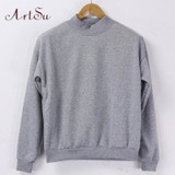 ArtSu New 2017 Autumn Fashion Pullovers Solid Casual Sweatshirts Long Sleeve Brief Women Sweatshirts Cute Hoodies EPHO80130