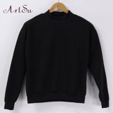 ArtSu New 2017 Autumn Fashion Pullovers Solid Casual Sweatshirts Long Sleeve Brief Women Sweatshirts Cute Hoodies EPHO80130