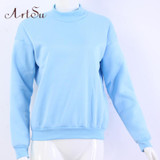ArtSu New 2017 Autumn Fashion Pullovers Solid Casual Sweatshirts Long Sleeve Brief Women Sweatshirts Cute Hoodies EPHO80130