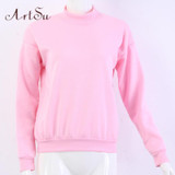 ArtSu New 2017 Autumn Fashion Pullovers Solid Casual Sweatshirts Long Sleeve Brief Women Sweatshirts Cute Hoodies EPHO80130