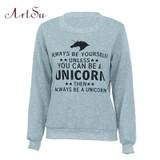 ArtSu Letter Printed Hoodies Sweatshirt Unicorn Kawaii Pullover Women Hoodie Autumn Winter Black Kpop Clothes ASHO20115