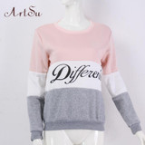 ArtSu 2017 Women's Casual Sweatshirt Autumn And Winter Women Fleeve Hoodies Printed Letters Different Hoody Sudaderas EPHO80027