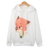 Artsu 2017 Women Hoodies Long-Sleeved Pocket Hooded Pullovers Sweatshirts Cartoon Fox Nick Judi Printing Plus Size ASHO10021