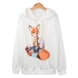 Artsu 2017 Women Hoodies Long-Sleeved Pocket Hooded Pullovers Sweatshirts Cartoon Fox Nick Judi Printing Plus Size ASHO10021