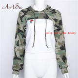 ArtSu 2017 Camouflage Hoody Women Long Sleeve Sweatshirt Sexy Crop Top Autumn Harajuku Girls Loose Cropped Hoodies ASHO30009