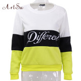 ArtSu 2017 Autumn Winter Women Fleeve Sweater Printed Letters Tracksuit Casual Pullovers Sweaters sudaderas New Tops EPHO80027