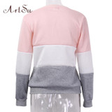 ArtSu 2017 Autumn Winter Women Fleeve Sweater Printed Letters Tracksuit Casual Pullovers Sweaters sudaderas New Tops EPHO80027