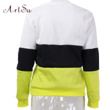 ArtSu 2017 Autumn Winter Women Fleeve Sweater Printed Letters Tracksuit Casual Pullovers Sweaters sudaderas New Tops EPHO80027