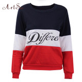 ArtSu 2017 Autumn Winter Women Fleeve Sweater Printed Letters Tracksuit Casual Pullovers Sweaters sudaderas New Tops EPHO80027