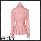 Artka Women's Elegent Solid Color Windbreaker Turn-down Collar Double Breasted Coat With Adjustable Waist FA10150Q