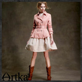 Artka Women's Elegent Solid Color Windbreaker Turn-down Collar Double Breasted Coat With Adjustable Waist FA10150Q