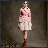 Artka Women's Elegent Solid Color Windbreaker Turn-down Collar Double Breasted Coat With Adjustable Waist FA10150Q