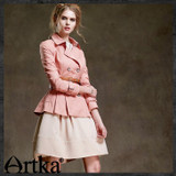 Artka Women's Elegent Solid Color Windbreaker Turn-down Collar Double Breasted Coat With Adjustable Waist FA10150Q