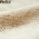 Artka Women's Autumn New Solid Color Knitting&amp;Lace Patchwork Embroidery Dress Slash Neck Long Sleeve Slim Fit Dress LA11151Q