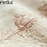 Artka Women's Autumn New Solid Color Knitting&amp;Lace Patchwork Embroidery Dress Slash Neck Long Sleeve Slim Fit Dress LA11151Q