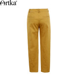 Artka Women's Autumn New Ethnic Patchwork Cotton Ankle-Length Pants Vintage Mid-waist All-match Pencil Pants KA10165Q