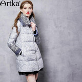 Artka Autumn Women's Jacket Winter Duck Down Coat Female Long Parka Warm Windbreaker Print Vintage Raincoat Plus Size ZK11369D