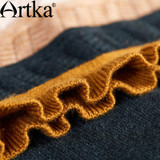Artka Autumn Women's Dress 2017 Patchwork Embroidery Dress Women Long Sleeve Sweater Dress Slim Elegant Dress Plus Size LB10172Q