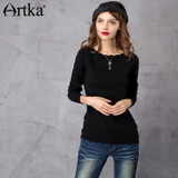 Artka 2018 Women's Long Wool Lace Sweater Autumn Long Sleeve Wool Pullover Winter Sweater Vintage Jumper Knitwear YB11255Q