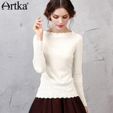Artka 2018 Women's Long Wool Lace Sweater Autumn Long Sleeve Wool Pullover Winter Sweater Vintage Jumper Knitwear YB11255Q
