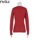 Artka 2018 Women's Long Wool Lace Sweater Autumn Long Sleeve Wool Pullover Winter Sweater Vintage Jumper Knitwear YB11255Q