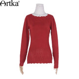 Artka 2018 Women's Long Wool Lace Sweater Autumn Long Sleeve Wool Pullover Winter Sweater Vintage Jumper Knitwear YB11255Q