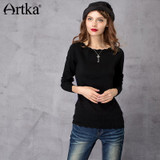 Artka 2018 Women's Long Wool Lace Sweater Autumn Long Sleeve Wool Pullover Winter Sweater Vintage Jumper Knitwear YB11255Q
