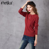 Artka 2018 Women's Long Wool Lace Sweater Autumn Long Sleeve Wool Pullover Winter Sweater Vintage Jumper Knitwear YB11255Q