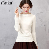 Artka 2018 Women's Long Wool Lace Sweater Autumn Long Sleeve Wool Pullover Winter Sweater Vintage Jumper Knitwear YB11255Q