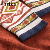 Artka 2017 Women's Wool Pullover Sweater Vintage Tassel Poncho Female Long Cape Jumper Asymmetrical Bohemian Sweater YB11872Q