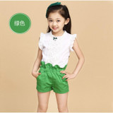 Baby Girls Clothes New Summer Fashion Girl Lace Shirt + Shorts Suit Is Suitable For Kids Child Clothing 5 To 13 Years Old