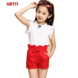 Baby Girls Clothes New Summer Fashion Girl Lace Shirt + Shorts Suit Is Suitable For Kids Child Clothing 5 To 13 Years Old