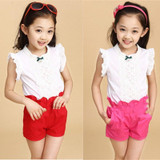 Baby Girls Clothes New Summer Fashion Girl Lace Shirt + Shorts Suit Is Suitable For Kids Child Clothing 5 To 13 Years Old