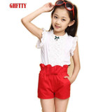 Baby Girls Clothes New Summer Fashion Girl Lace Shirt + Shorts Suit Is Suitable For Kids Child Clothing 5 To 13 Years Old