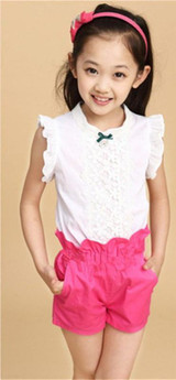 Baby Girls Clothes New Summer Fashion Girl Lace Shirt + Shorts Suit Is Suitable For Kids Child Clothing 5 To 13 Years Old