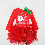 Baby Girls Cartoon Santa Claus Dress Red Kid Girls Tutu Dress Cute Tulle Party Birthday Dress Children Christmas Costume DS15