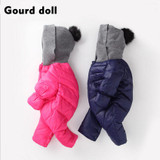 Baby girls boys winter rompers clothing Suitable 7-24 month thicken down cotton snow wear kid overalls coat infant down & parkas