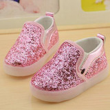 Baby Girls boy LED Light Shoes Toddler Anti-Slip Sports Boots Kids Sneakers Children Cartoon Sequins PU Flats size 21-30 New 183