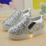Baby Girls boy LED Light Shoes Toddler Anti-Slip Sports Boots Kids Sneakers Children Cartoon Sequins PU Flats size 21-30 New 183