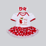 Baby Girls 2017 Christmas Newborn Infant Santa Claus Dress + Headband Costume Xmas Clothes 1 New Year Dress