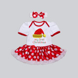 Baby Girls 2017 Christmas Newborn Infant Santa Claus Dress + Headband Costume Xmas Clothes 1 New Year Dress