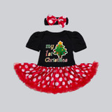 Baby Girls 2017 Christmas Newborn Infant Santa Claus Dress + Headband Costume Xmas Clothes 1 New Year Dress