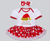 Baby Girls 2017 Christmas Newborn Infant Santa Claus Dress + Headband Costume Xmas Clothes 1 New Year Dress