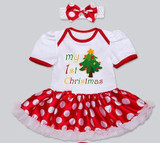 Baby Girls 2017 Christmas Newborn Infant Santa Claus Dress + Headband Costume Xmas Clothes 1 New Year Dress