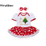 Baby Girls 2017 Christmas Newborn Infant Santa Claus Dress + Headband Costume Xmas Clothes 1 New Year Dress