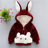Baby Girl's Outwears Chirldren Warm Rabbit ear Jacket Hooded Infant Coats Toddler Winter &amp; Autumn Clothing Little Kids Clothes