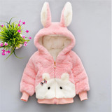 Baby Girl's Outwears Chirldren Warm Rabbit ear Jacket Hooded Infant Coats Toddler Winter &amp; Autumn Clothing Little Kids Clothes