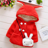 Baby Girl's Coat Toddler Rabbit ear Jacket Hooded Infant Outerwear Chirldren Winter &amp; Autumn Warm Clothing Baby Kids Clothes